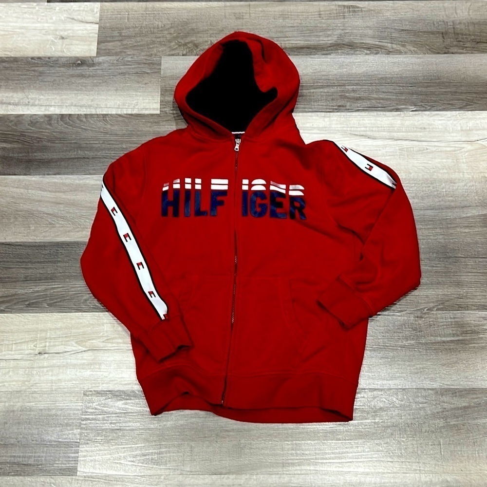 Tommy Hilfiger Y2K Red Hooded Jacket Size-Large boys